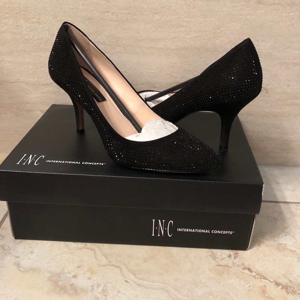 Black rhinestone heels